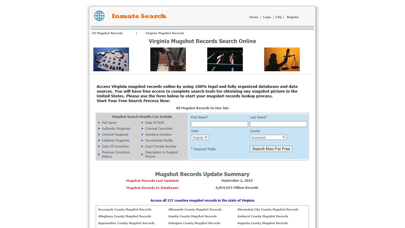 Virginia Mugshot Records Search - VA Mugshot Records - Inmate-search.org