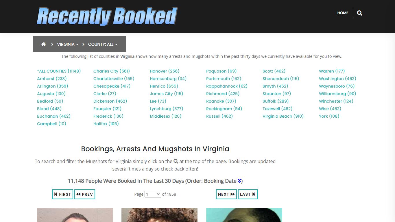 Recent bookings, Arrests, Mugshots in Virginia - Recently Booked